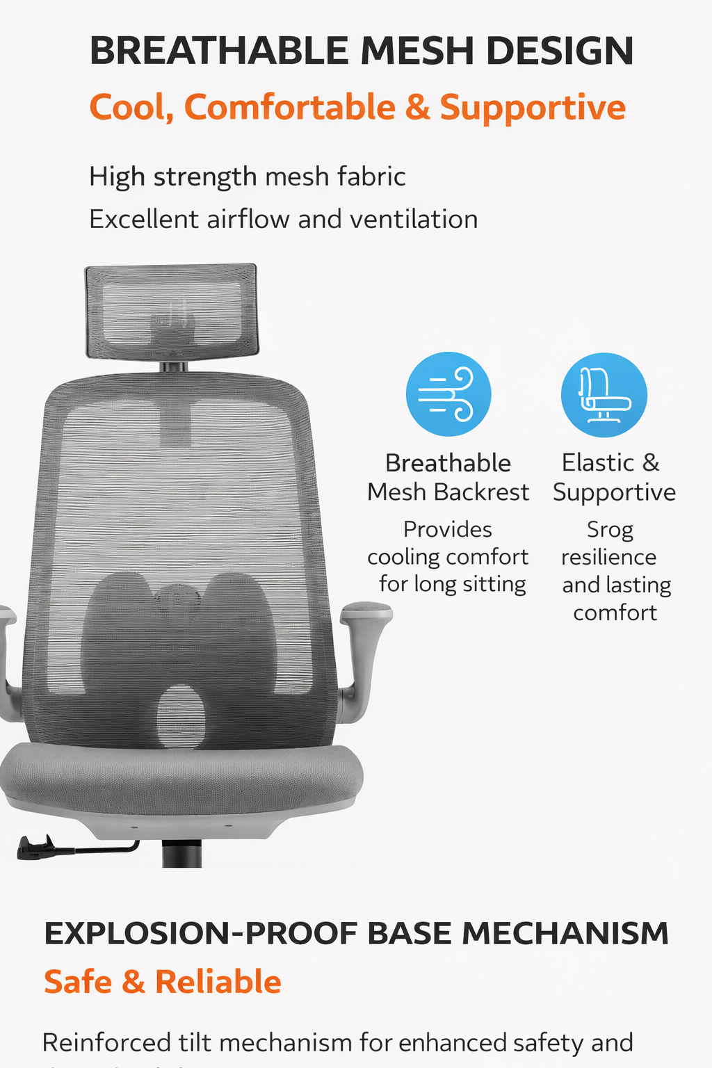 Ergonomic Mesh Office Chair with Adjustable Headrest & Lumbar Support