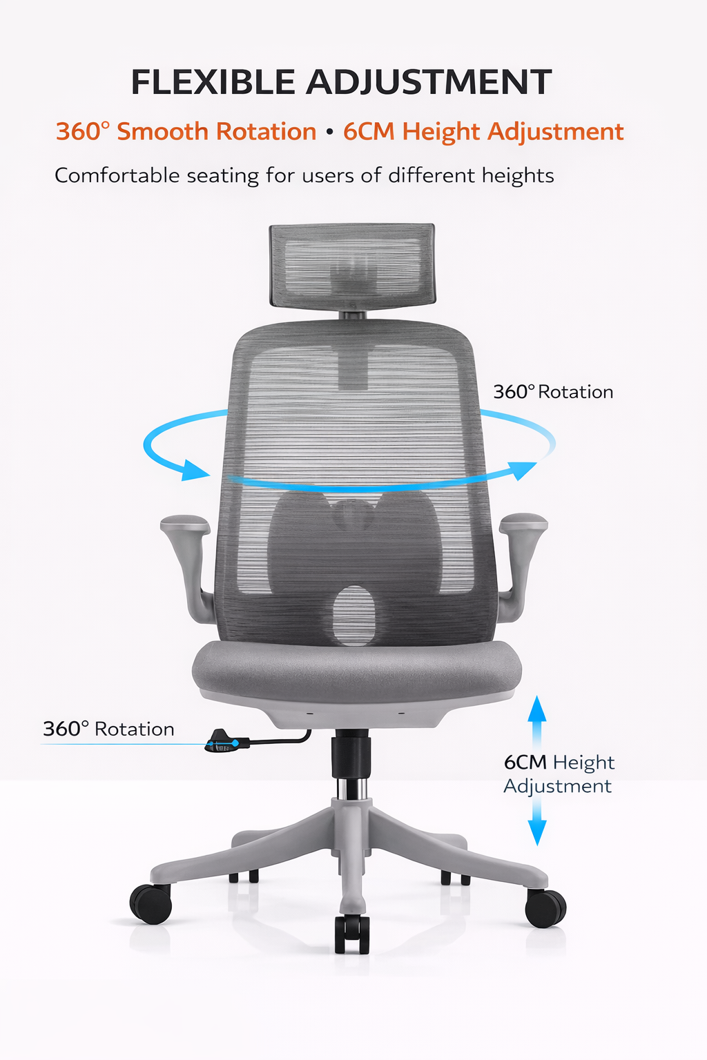 Ergonomic Mesh Office Chair with Adjustable Headrest & Lumbar Support