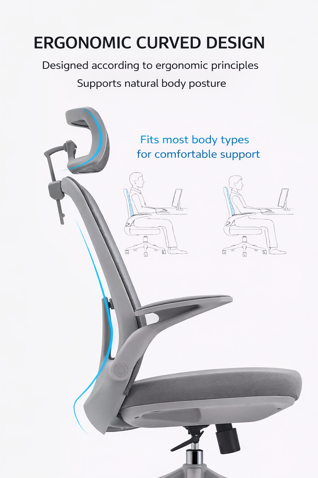 Ergonomic Mesh Office Chair with Adjustable Headrest & Lumbar Support