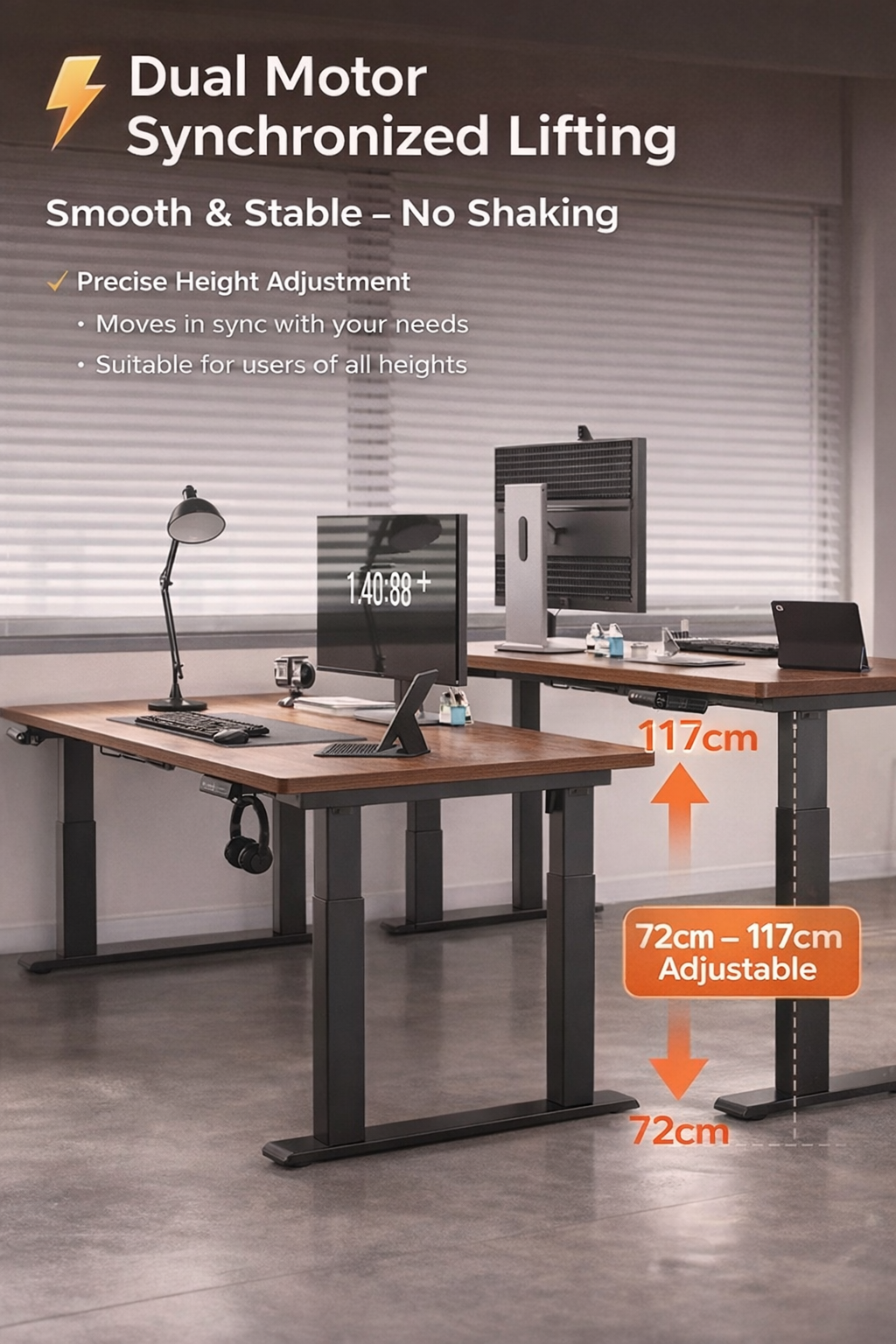 👉Free Installation👈 Dual Motor Electric Standing Desk (25mm) - 4 Metal Legs for Maximum Stability