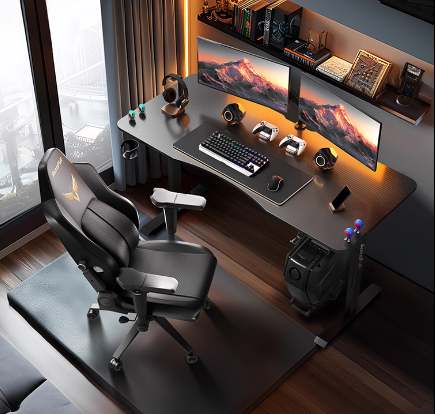 👉Free Installation👈Smart Gaming Table | Electric Adjustable Height Desk | Carbon Fibre Tabletop | Computer Desk - Curved front edge – more comfortable for arms