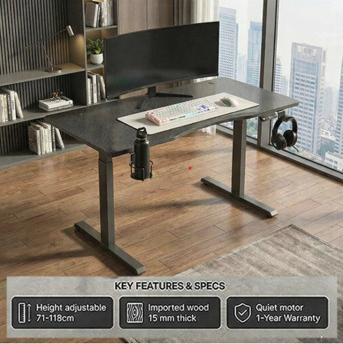 👉Free Installation👈Smart Gaming Table | Electric Adjustable Height Desk | Carbon Fibre Tabletop | Computer Desk - Curved front edge – more comfortable for arms