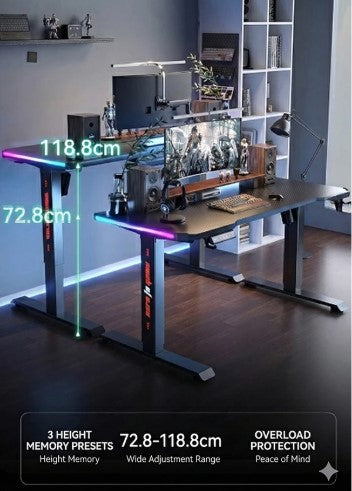 👉Free Installation👈Smart Gaming Table | Electric Adjustable Height Desk | Carbon Fibre Tabletop | Computer Desk - Curved front edge – more comfortable for arms