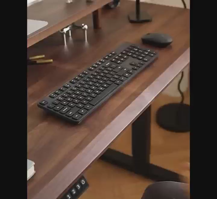 👉Free Installation👈 Electric Adjustable Standing Desk (25mm) – MDF Laminated Board Height Adjustable Table (White / Black / Oak / Walnut) | Multiple Sizes